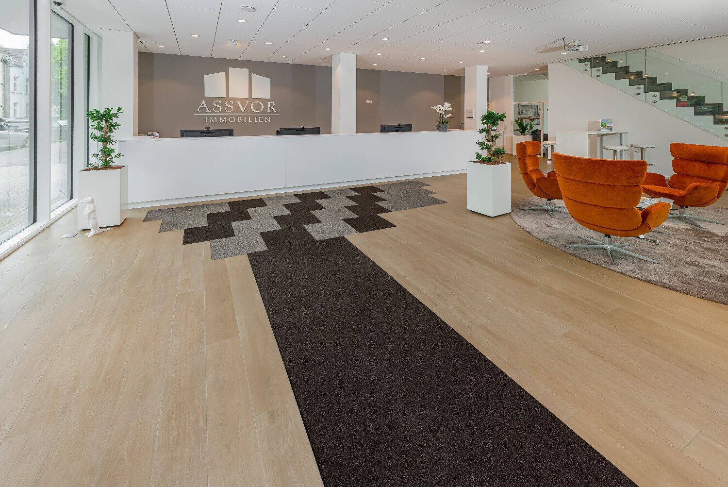 Clean off and carpet tiles