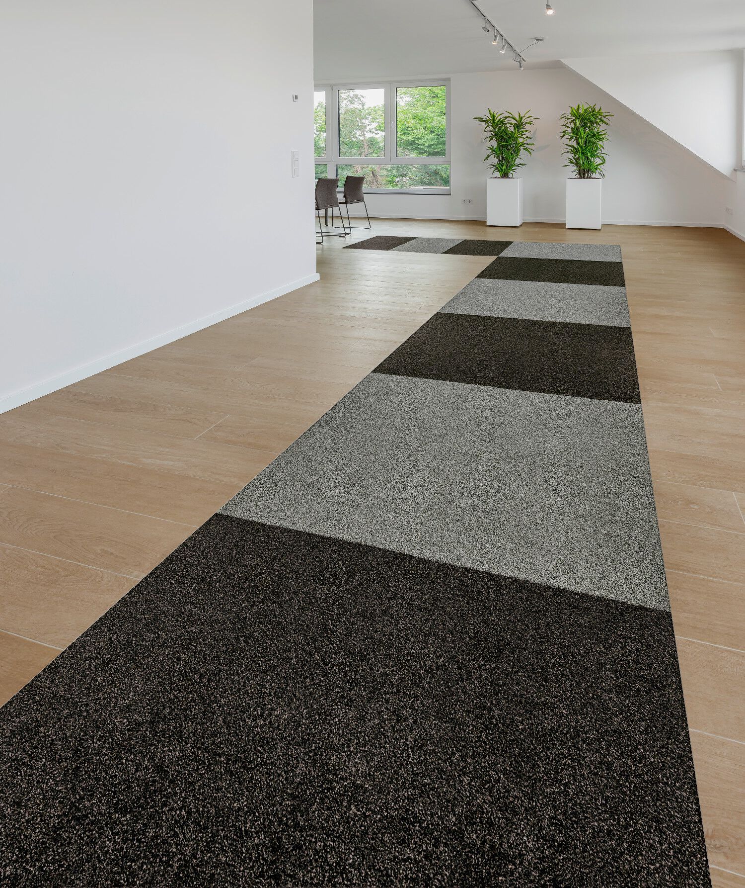 Clean off and carpet tiles