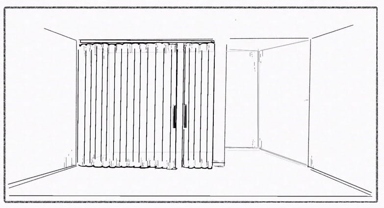 Decentred central opening door